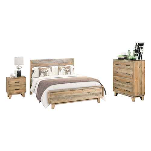 Woodland Solid Pine Timber 4 Pcs Bedroom Suite In Rustic Texture In Multiple Size